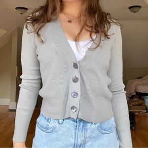 Gray Banana Republic Button Up Cardigan